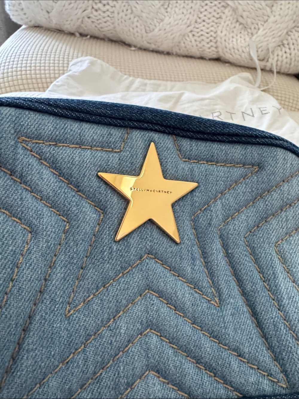 Stella McCartney Blue Denim Star Crossbody with Gold Chain - Picture 2 of 11